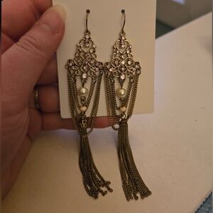 Gold Formal Dangle Earrings